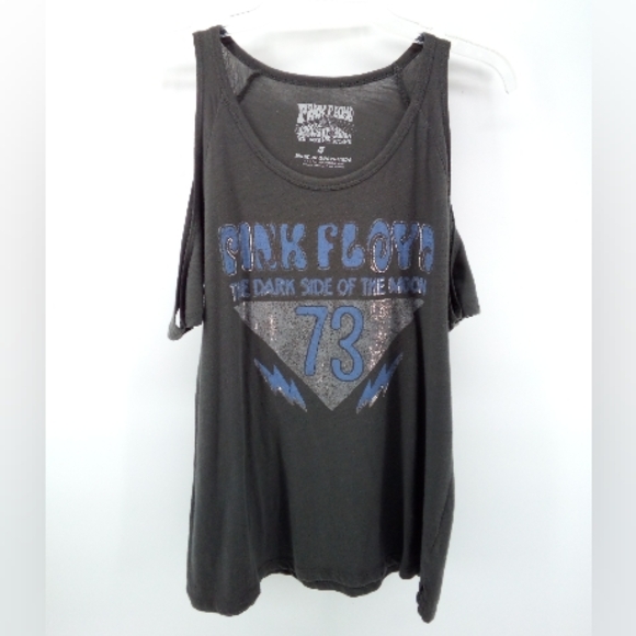 Lucky Brand PInk Floyd Dark Side of the Moon 73 100% Cotton Cold Shoulder Top S - Picture 8 of 8